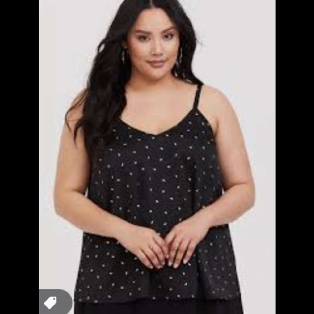 Torrid SOPHIE - BLACK FOIL FEATHER SWING CAMI size 0 Large 12